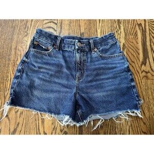 American Eagle Strigid Distressed Blue Denim Jean Shorts Cutoff Cotton‎ Size 0